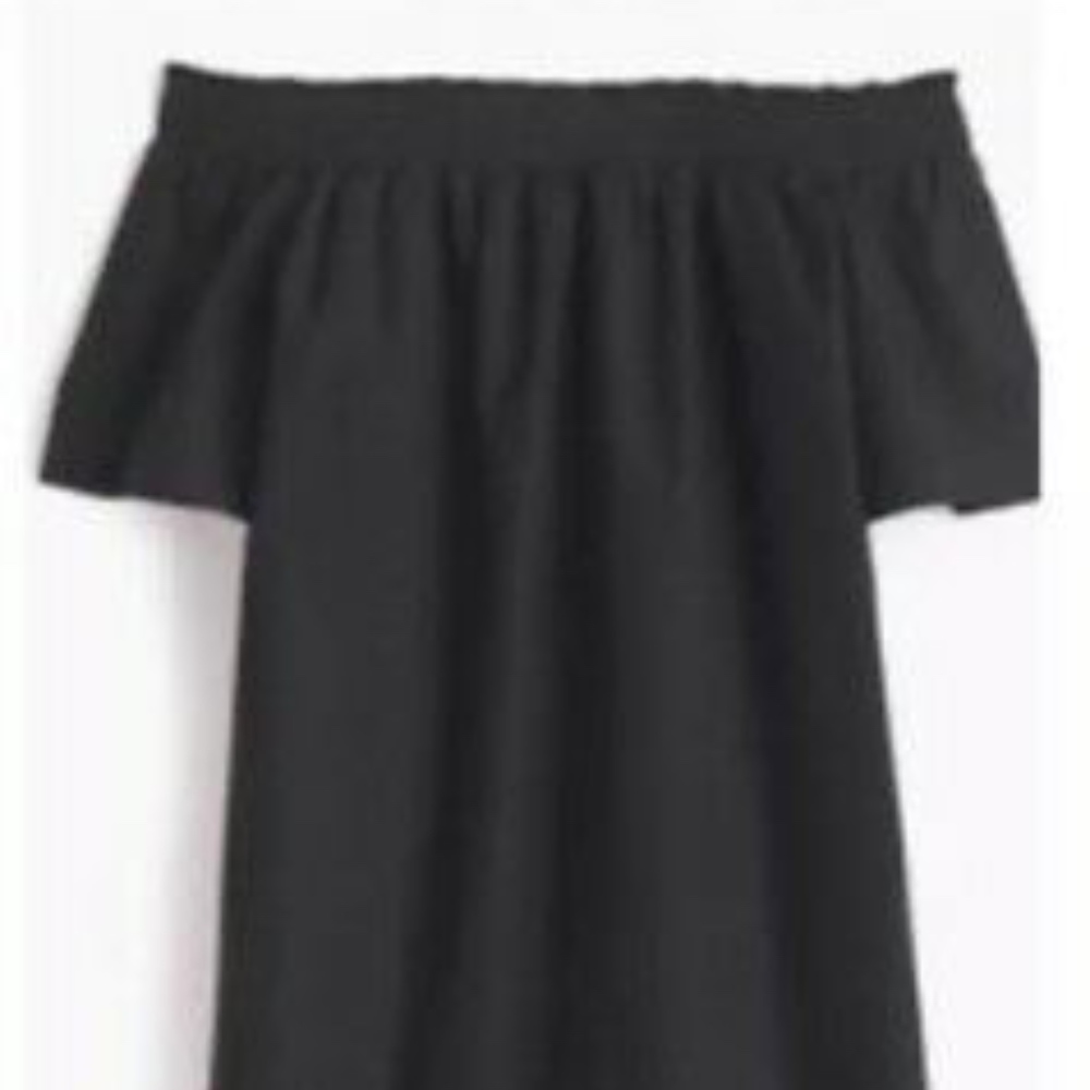 NWT J. Crew Off Shoulder Cotton Poplin Black Dress